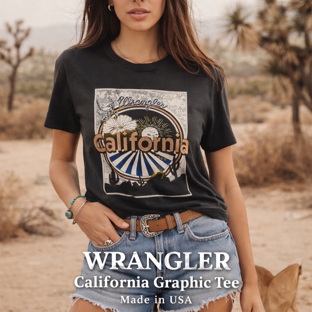 Wrangler Rooted California Graphic Tee Made USA Western Desert Shirt S